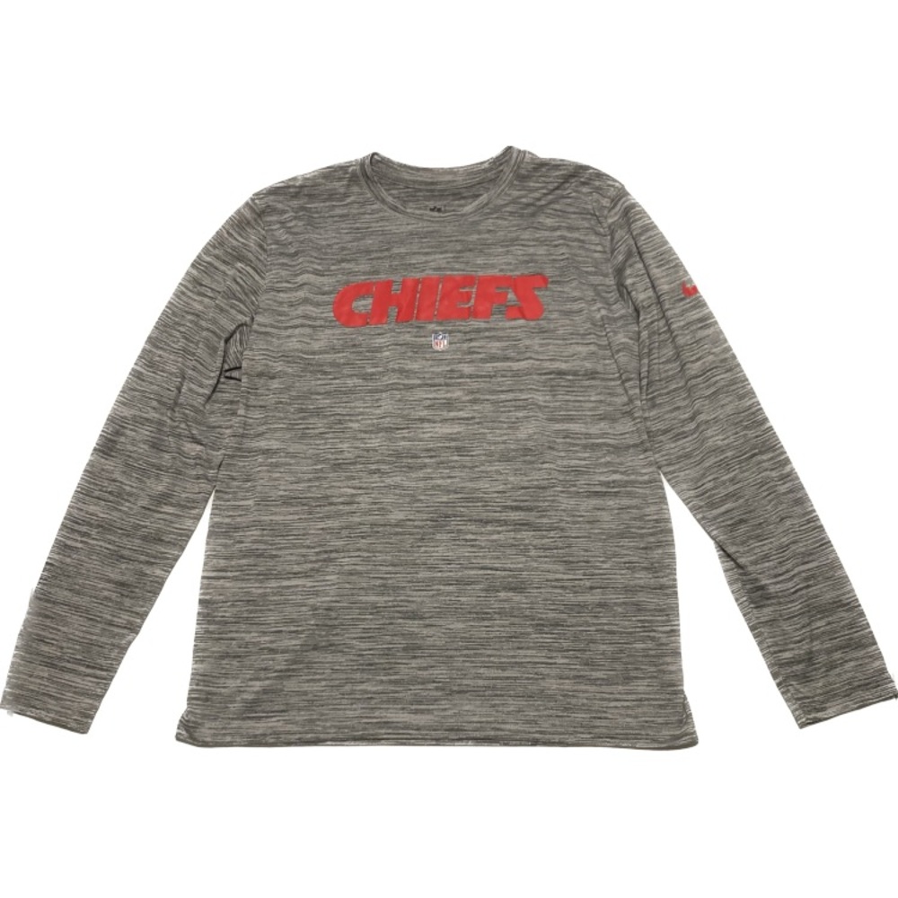 Nike DRI FIT Kansas City Chiefs Ling Sleeved T Shirt Gray NFL size Large